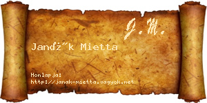 Janák Mietta névjegykártya